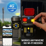 Renewed Maizic Smarthome Batman Siren 4G Solar Triple Lens CCTV Camera | 3×3MP UHD | Outdoor Security | Manual Side Rotation | Color Night Vision | Human Detection | Two-Way Audio | IP67 Waterproof