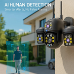 Maizic Smarthome Mini Batman Black 6K UHD 5MP×3 Triple Lens/Screen 4g Outdoor CCTV Camera | Manual Side Lens Rotation | Color Night Vision | Human Detection | 2-Way Audio | 360° View | Waterproof