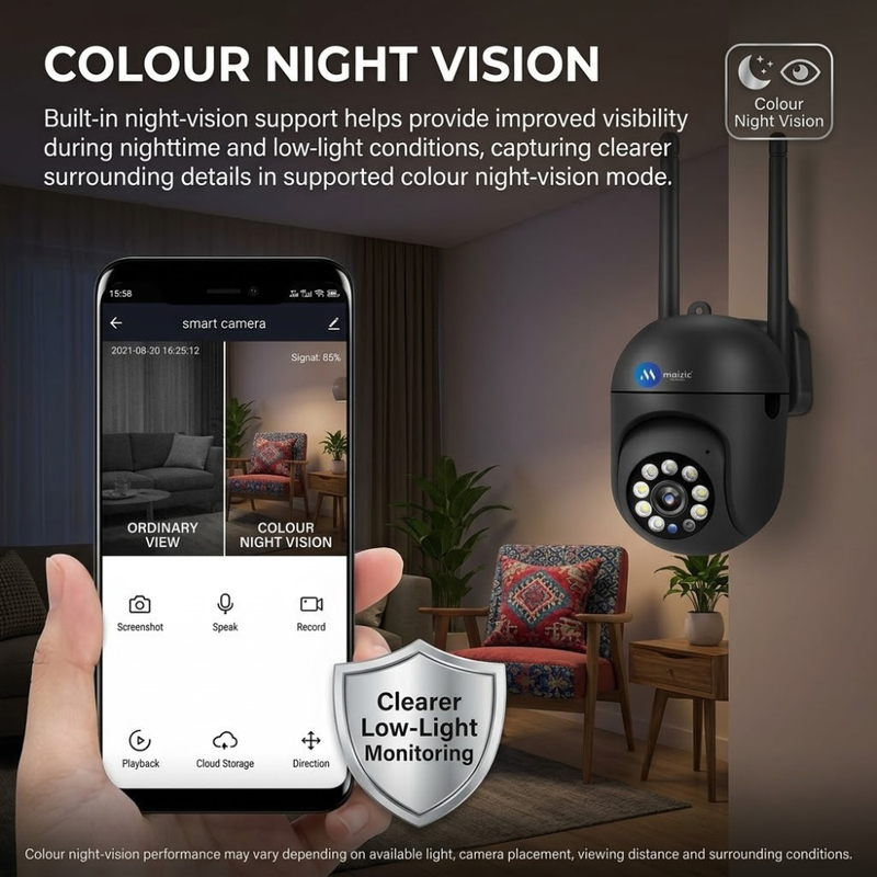 1. Maizic Smarthome Mini Fox Black 5MP Full HD 360° Smart Wi-Fi Indoor Security Camera with AI Person Detection, Motion Alerts, Two-Way Talk and Colour Night Vision