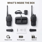 Maizic Smarthome Portable Walkie Talkie Set | 5 KM Long Range Two-Way Radio | 16 Channel 27MHz CB Radio | Rechargeable Handheld Communication Device for Security, Hiking & Travel (Black, Pack of 2)
