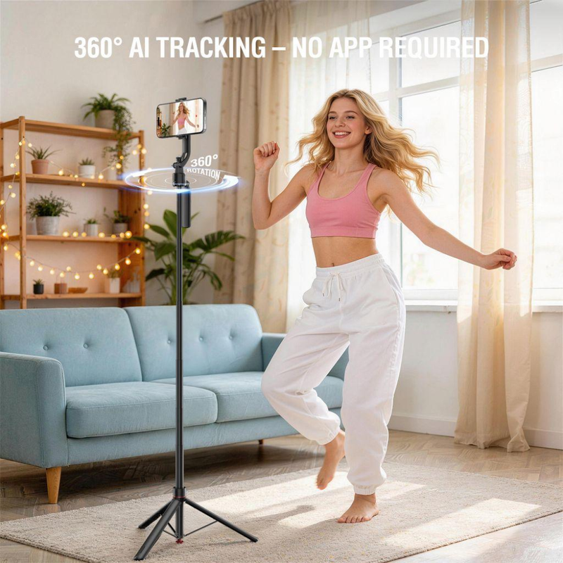 Maizic Smarthome CreatorPod 8 71-Inch AI Auto Face Tracking Tripod, 360° Smart Rotating Phone Holder with Gesture Control, No App Required, Anti-Shake Handle, Extendable Selfie Stick Stand