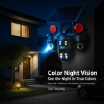 Maizic Smarthome TRIGENIE Siren Wi-Fi Solar Black 5MP×3 FHD Triple Lens AI PTZ Outdoor Security Camera | 360° Pan View | Color Night Vision | Human Detection | 2-Way Audio | IP66 Waterproof