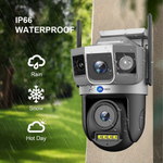 Tricam Shark Dual Lens/Triple Screen View 5+5 MP UHD Wifi Outdoor CCTV Camera