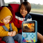 Maizic Smarthome G5 Blue Retro Handheld Game Console with 500 built-in games, 3-inch screen, TV connection, and rechargeable battery. Ideal gift for kids and classic game fans.