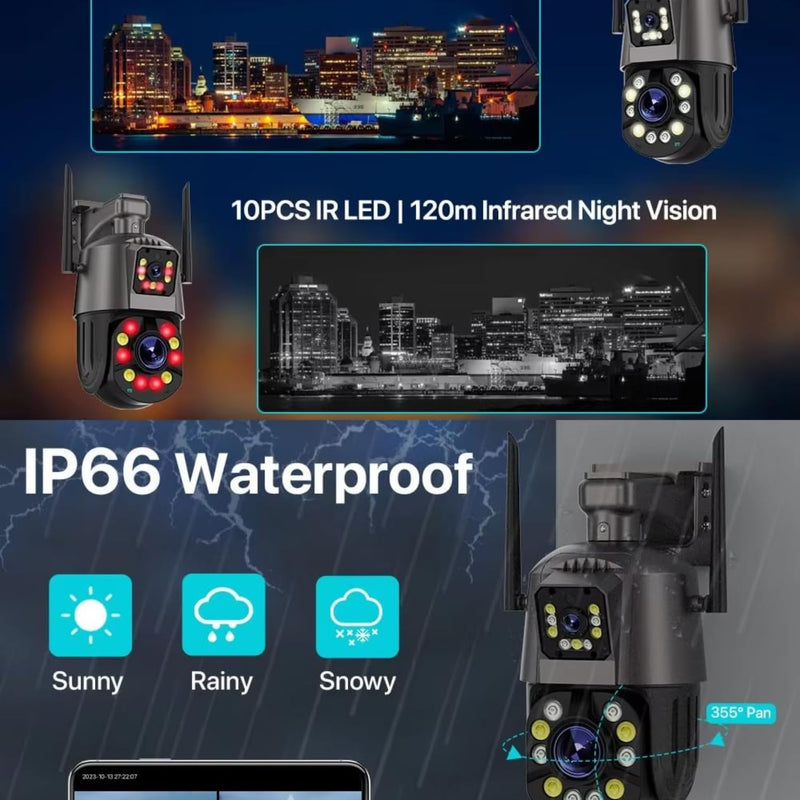 Maizic Smarthome Falcon 8MP Dual Lens PTZ WiFi Camera – 36X Optical Zoom, Outdoor CCTV, 180m Day/100m Night View, Color Night Vision, 2-Way Audio, ISCEE App