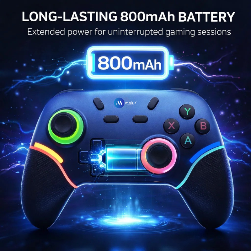 Maizic Smarthome Play X9 Wireless Bluetooth Gaming Controller | Dual Vibration, 6-Axis Gyroscope, RGB LED Joystick, 800mAh Battery| Compatible with Android, iOS, Windows PC, P3, P4 & Switch