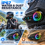 Maizic Smarthome Y12 Helmet Bluetooth Headset with HD Calling, 360° Surround Sound, Bluetooth 5.4, Noise Cancellation, IP67 Waterproof, Voice Assistant & Siri Support, Universal Helmet Compatibility