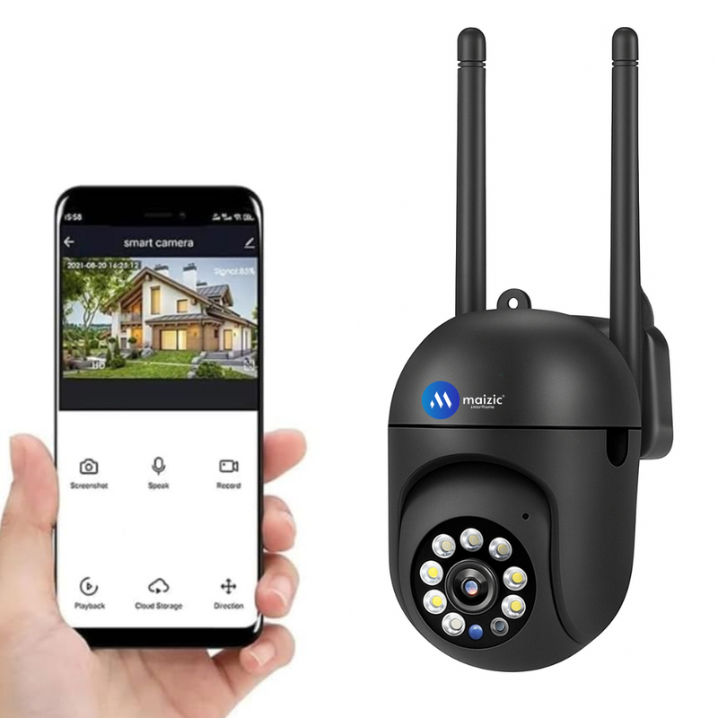 Maizic Smarthome Black Mini Fox 360° 3MP Full HD Smart Wi-Fi Security Camera, Wireless Indoor CCTV Cam | AI Person Detection | 2-Way Audio | Motion Detection | Color Night Vision CCTV Camera