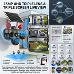 Maizic Smarthome TRIGENIE Siren 4G Solar Outdoor Security Camera | 15MP Triple Lens (5MP×3), Triple Screen Live View, 360° AI PTZ, Active Siren, Color Night Vision, Human Detection, Two-Way Audio, IP66
