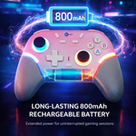 Maizic Smarthome Play X9 Wireless Bluetooth Gaming Controller | Dual Vibration, 6-Axis Gyroscope, RGB LED Joystick, 800mAh Battery| Compatible with Android, iOS, Windows PC, P3, P4 & Switch (Pink)