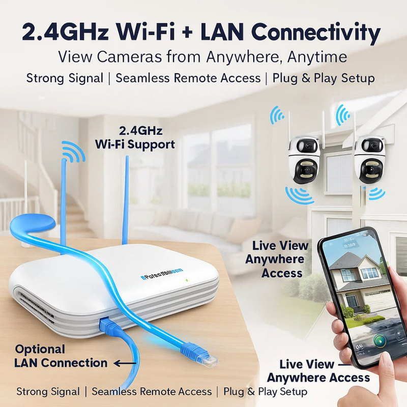 Maizic Smarthome PowerHub 5MP+5MP Dual Lens Wireless CCTV NVR Kit | Auto-Pair 10-Channel System | Dual Lens PTZ Cameras | 100M Long-Range WiFi | ONVIF Compatible | Full-Color Night Vision | 2-Way Audio | App Live View