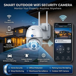 Maizic Smarthome Fox Outdoor WiFi Security Camera | 360° Pan Tilt Zoom | 50m Color Night Vision | AI Motion Alerts | Two-Way Audio Intercom | IP66 Weatherproof | SD Card Recording | Remote Live View (White)