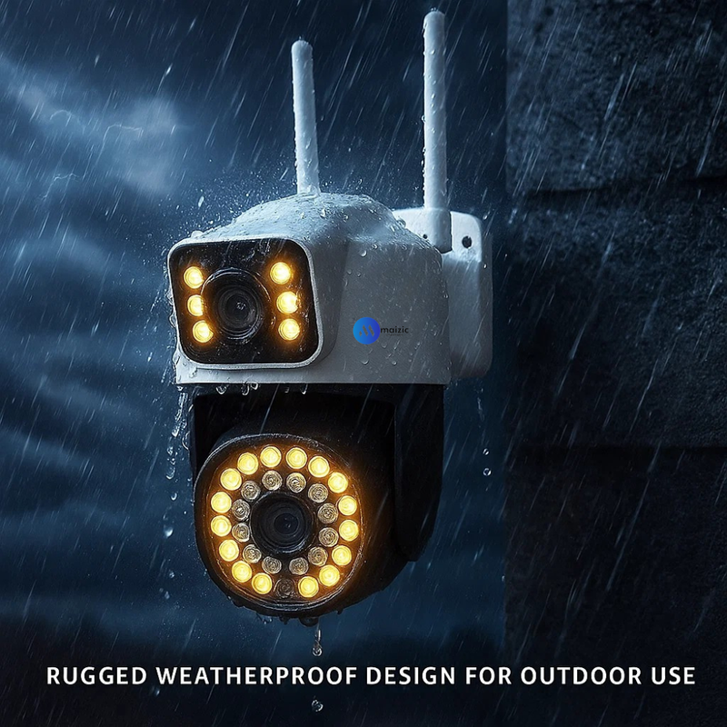 Maizic Smarthome Mini SuperCam 36IR Dual Lens 5MP+5MP WiFi Outdoor CCTV Camera | Dual Screen View | Color Night Vision | AI Human Detection | 2-Way Talk | ONVIF Support