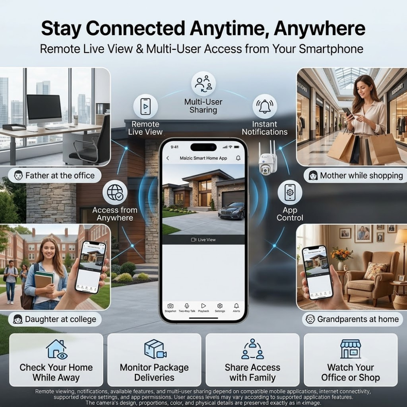 Maizic Smarthome Fox Smart 5MP WiFi Outdoor CCTV Camera | 360° PTZ Pan Tilt Zoom | 50m Color Night Vision | AI Motion Detection | Two-Way Audio | IP66 Weatherproof & Rain Resistant | SD Card Recording | Remote Live View (White)