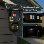 Maizic Smarthome Tricam 10X Opti-Zoom | 4G SIM Based Dual Lens + Triple Screen | 5MP Solar Powered Outdoor CCTV Camera | Built-in Battery | Farm & Agriculture Surveillance | 6 Months Warranty