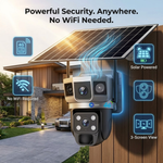 Maizic Smarthome Shark Outdoor 4MP 4G SIM Solar CCTV Camera | Triple Lens & 3-Screen Monitoring | No WiFi Required | Color Night Vision | Motion Detection | Two-Way Audio | Weatherproof Security Camera