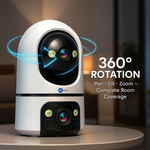 Maizic Smarthome Kyrone X2 5+5MP Dual Lens/Screen WiFi Indoor CCTV Camera | Full HD 1080p | 360° View | Color + IR Night Vision | Two-Way Audio | Motion Detection | Video Calling | SD Card Support up to 128 GB