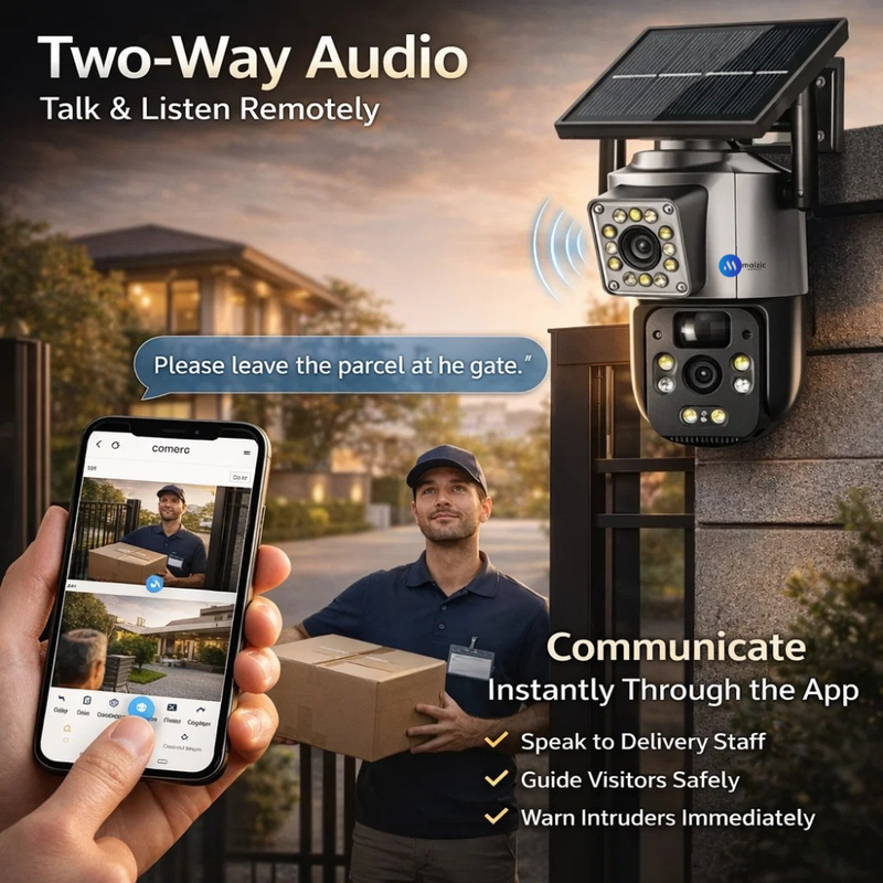 Maizic Smarthome Supercam 2.0 4G Solar Dual Lens/Screen 5+5MP UHD Outdoor CCTV | PTZ + Bullet | 360° View | 8000mAh Battery | Color Night Vision | 2-Way Audio | Human Detection | IP66 Waterproof