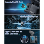 Maizic Smarthome 4K Front & 1080P Rear Dual Dash Cam for Car, Built-in WiFi, Voice Prompts, Super Night Vision, 64GB SD Card Support, 24H Parking Monitoring, G-Sensor & Loop Recording