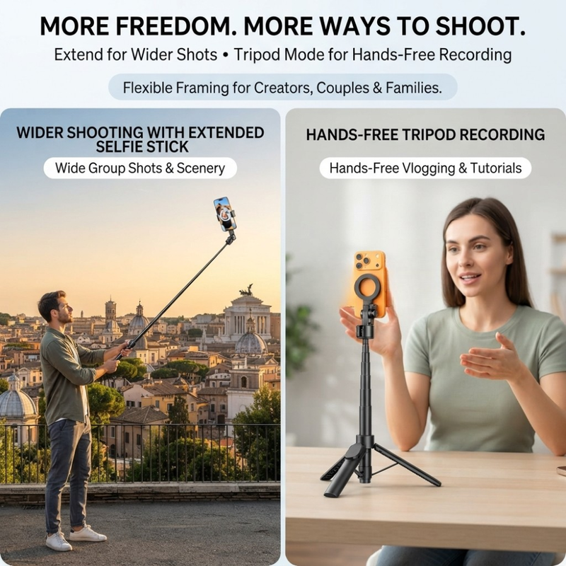 Maizic Smarthome CreatorPod 1 1.7M Magnetic Selfie Stick Tripod with Bluetooth Remote, Aluminum Alloy Extendable Phone Tripod Stand with Magnetic Ring for Vlogging, Selfies