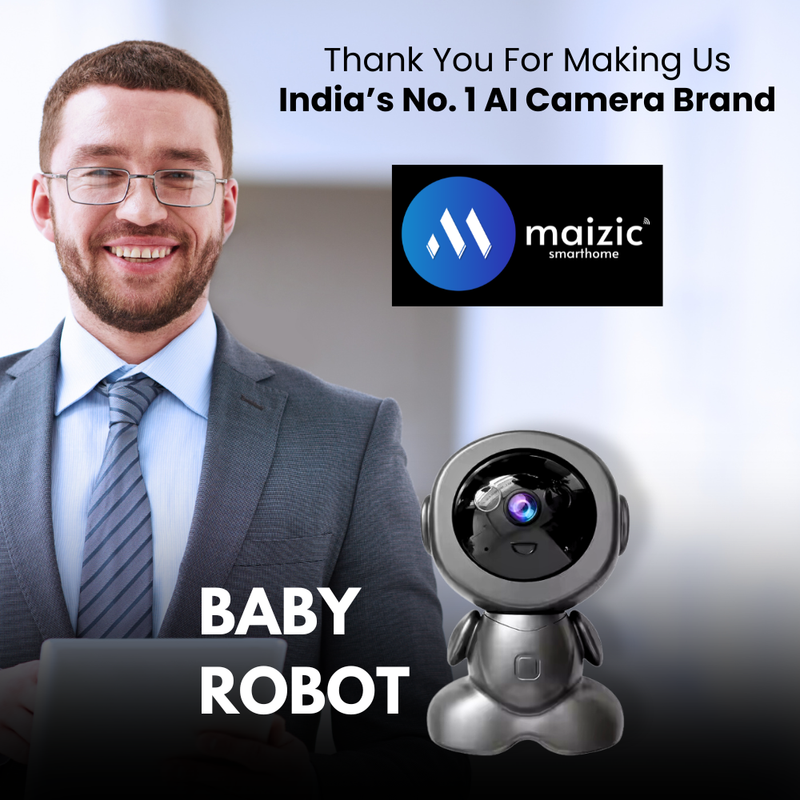 Maizic Smarthome Baby Robot 3MP 360° WiFi CCTV Security Camera for Home Indoor | AI Human Detection, Color Night Vision, 2-Way Audio, Multi-User Viewing, 128GB SD Card Support