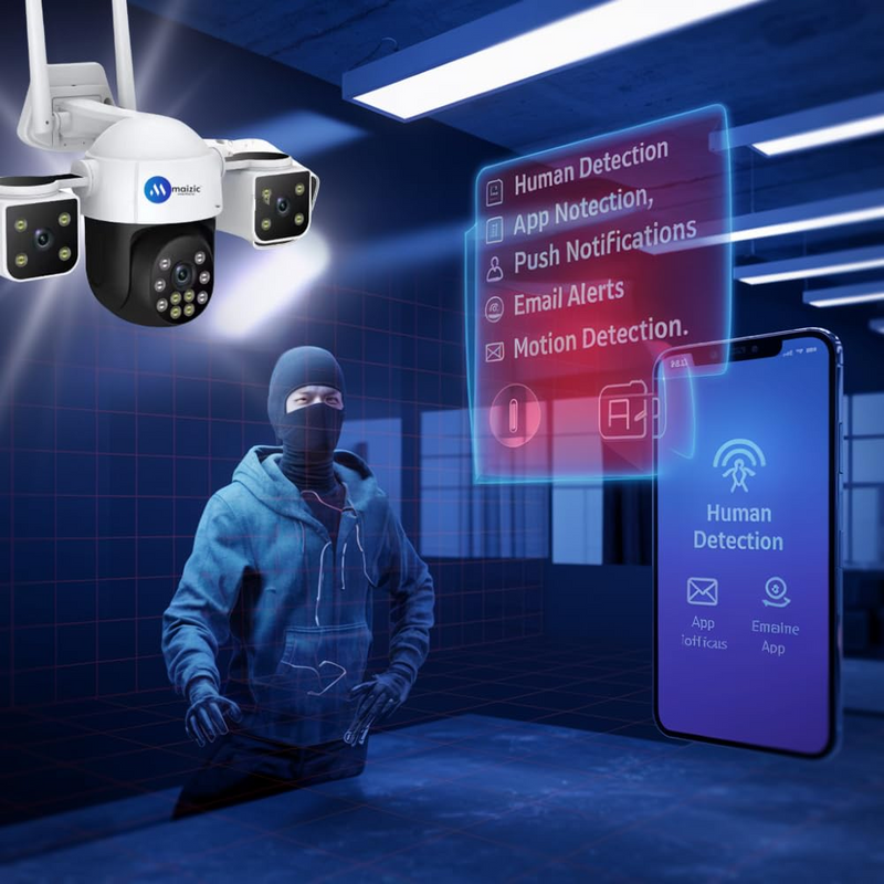 Maizic Smarthome Batman 4G Sim Based 8MP HD 3in1 Screen View CCTV Camera