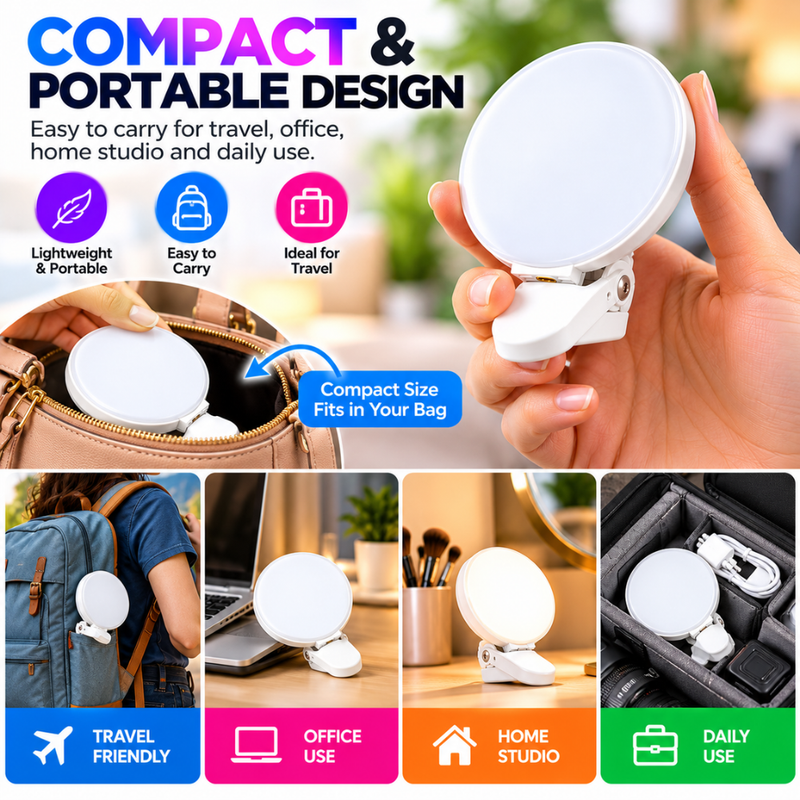 Maizic Smarthome MJ-01 RGB Clip Fill Light for Mobile & Laptop | 1000mAh Rechargeable Selfie Light, 5%-100% Dimming, Soft RGB Light, 180° Adjustable Clip | Reels, Vlogging, Makeup & Video Calls