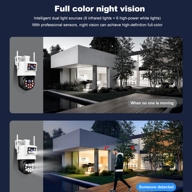 Maizic Smarthome 360° Ultra 2k Resolution 6+6MP Full HD Pan/Tilt WiFi CCTV Outdoor Camera, Compatible with Nvr & Onvif