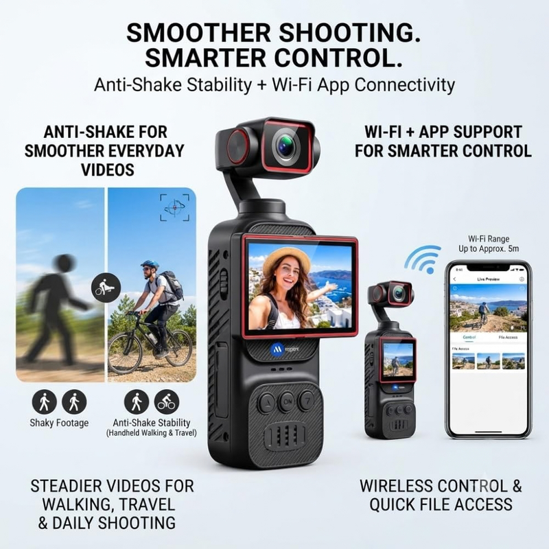 Maizic Smarthome Q11 2K WiFi Vlogging Camera, 270° Electric Rotating Lens, 2.78
