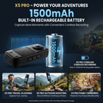 Maizic Smarthome X5 Pro 4K Waterproof Action Camera, 200° Panoramic Wide Angle, 66MP Photos, Dual Front & Rear Cameras, 16X Digital Zoom, 2.0 Inch IPS Screen, 1500mAh Battery, 32GB Memory Card