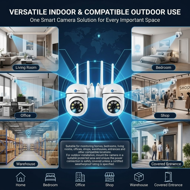 Maizic Smarthome Mini PTZ Wi-Fi (Pack of 2) CCTV Cameras 3MP | 360° Pan Tilt Indoor & Outdoor Security Cameras | Color Night Vision | AI Motion Detection | Two-Way Audio | Multi-User App Access