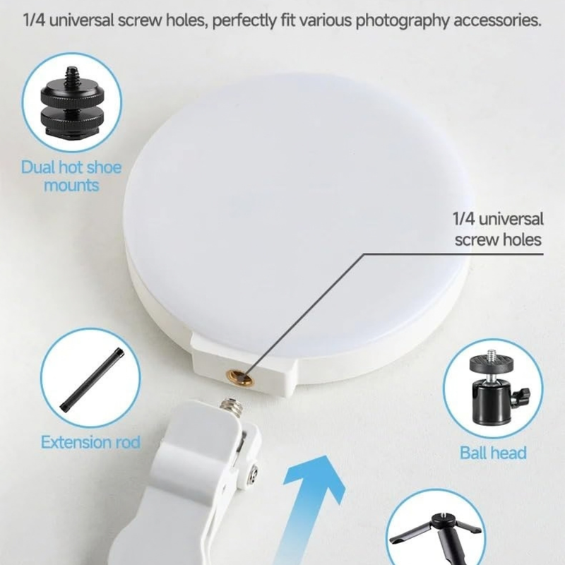 Maizic Smarthome K01 LED Video Light for Mobile, Camera & Laptop | 3 Modes Dimmable Clip-On Fill Light, 1000mAh Rechargeable Battery, 4.5W Type-C Charging for Selfies, YouTube, Vlogging & Photography