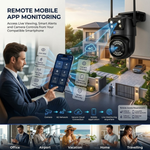 Maizic SmartHomes Mini Supercam Black 4G SIM Outdoor Security Camera | 5MP+5MP Dual Lens | Dual Screen Live View | Free SIM & 1-Month Data Plan | Color Night Vision | AI Motion Detection | Two-Way Audio | Multi-User Access