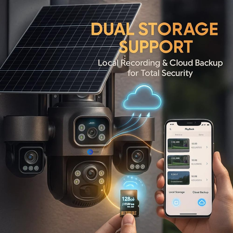 Renewed Maizic Smarthome Ultragenie 4G Solar 5MP×3 FHD 3 Lens/3 Screen AI Triple PTZ Outdoor CCTV Camera | 360° View | Color Night Vision | Human Detection | 2-Way Audio | IP66 Waterproof