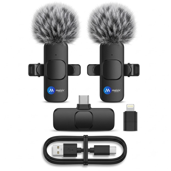 Maizic Smarthome K9 Wireless Microphone, Dual Mic Set with Type-C Receiver, Clear Audio & Clip-On Mic for Vlogging, Interviews, Reels, Streaming & Video Recording