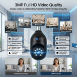 Maizic Smarthome 3MP WiFi Bulb Security Camera | 360° PTZ | AI Human Detection | Full Color Night Vision | Two-Way Audio | Easy B22 Installation | Remote Mobile Monitoring
