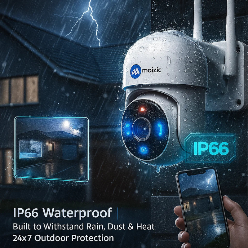 Maizic Smarthome PowerHub 3MP HD Wireless CCTV NVR Kit | Auto-Pair 4-Channel Security System | PTZ Cameras | 100M Long-Range Dual-Band Wi-Fi | IP66 Waterproof | Motion Detection | 2-Way Audio | App Live View