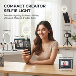 Maizic Smarthome Creator Selfie Light for Mobile | 32 LED Portable Rechargeable Fill Light with 3 Brightness Levels, 2700K–6500K, Built-in Mirror, 750mAh Battery | Reels, Vlogging, Selfies & Makeup