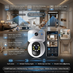 Maizic Smarthome Fox 5+5MP WiFi CCTV Camera for Home Security | Dual Lens Dual Screen Outdoor Camera | AI Motion Detection | Color Night Vision | Two-Way Audio | IP66 Weatherproof | Mobile App Remote View