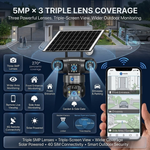 Maizic Smarthome Batman Solar 4G SIM Outdoor CCTV Camera 5MP×3 Triple Lens | AI PTZ Security Camera | Triple Screen Live View | Color Night Vision | Human Detection | Two-Way Audio | Solar Powered | Black