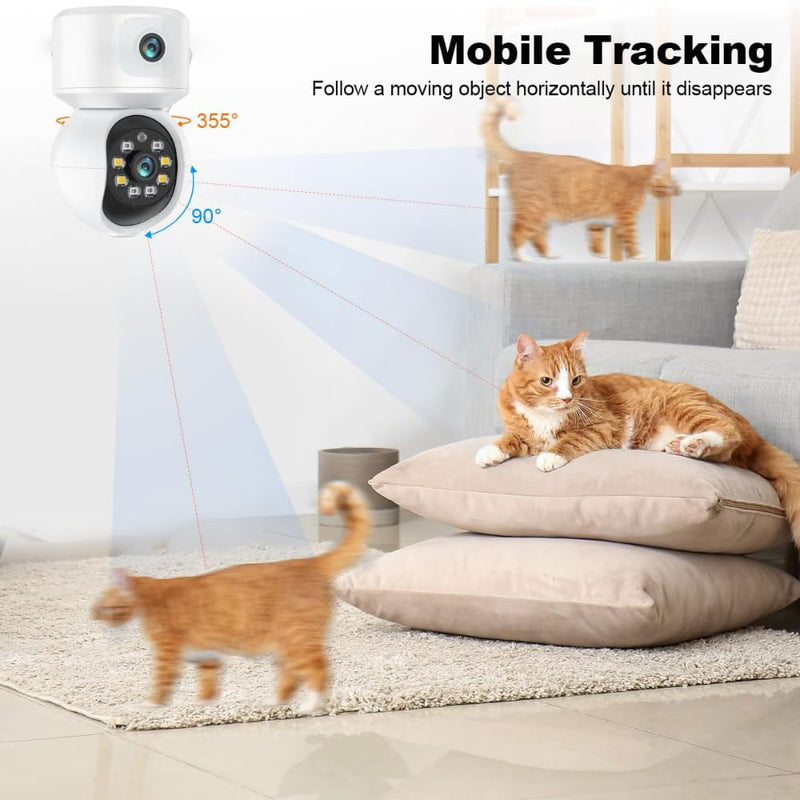 Maizic Smarthome 4G SIM Dual Lens Indoor CCTV Camera | Dual Screen View, Color Night Vision, 2-Way Talk, AI Motion Detection, 128GB SD Support