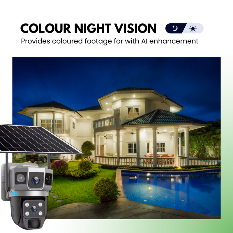 4G Sim Based CCTV Dual Lens/Dual Screen View [4MP+4MP] Solar Powered Security Camera