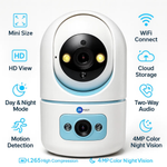 Maizic Smarthome Pikacam 4MP UHD Indoor WiFi PTZ Camera | 2-Lens/Screen View 360° Rotation | Color Night Vision | AI Motion Detection | Two-Way Audio | V380 Pro App | Supports 128GB SD & Cloud
