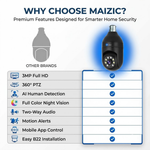 Maizic Smarthome 3MP WiFi Bulb Security Camera | 360° PTZ | AI Human Detection | Full Color Night Vision | Two-Way Audio | Easy B22 Installation | Remote Mobile Monitoring