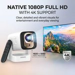 Maizic Smarthome CineGo Max View Smart LED Projector with Native 1080P Full HD, 4K Support, 14000 Lumens, Short Throw, Android OS, WiFi 6, Bluetooth 5.4, Auto Focus and Auto Keystone