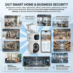 Maizic Smarthome SuperCam 5+5MP Smart WiFi CCTV Camera | Dual Lens Dual Screen Monitoring | 360° PTZ | Color Night Vision | Motion Detection | Two-Way Audio | Multi-User Viewing