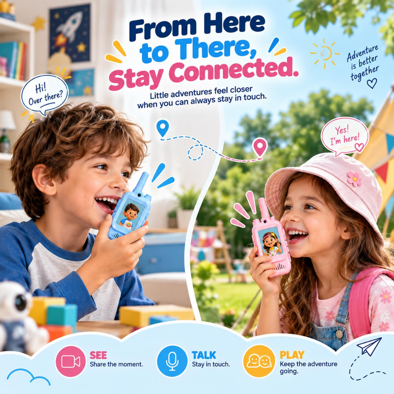 Maizic Smarthome Children's Video Calling Toy with Camera, Blue & Pink, Pack of 2 Two-Way Video & Voice Calling, Interactive Communication, USB-C Rechargeable, Face-to-Face Video Chat