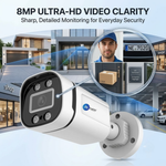 Maizic Smarthome 8MP Ultra HD Wired Bullet IP Camera | Outdoor Ethernet CCTV Security Camera with Built-in Audio, Starlight Full Color Night Vision, ONVIF Compatible, NVR Supported