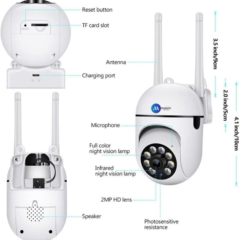 Maizic Smarthome Mini PTZ Wi-Fi Camera (Pack of 2) | 3MP HD Indoor/Outdoor CCTV with Pan-Tilt Zoom, Color Night Vision, Motion Detection & Two-Way Talk