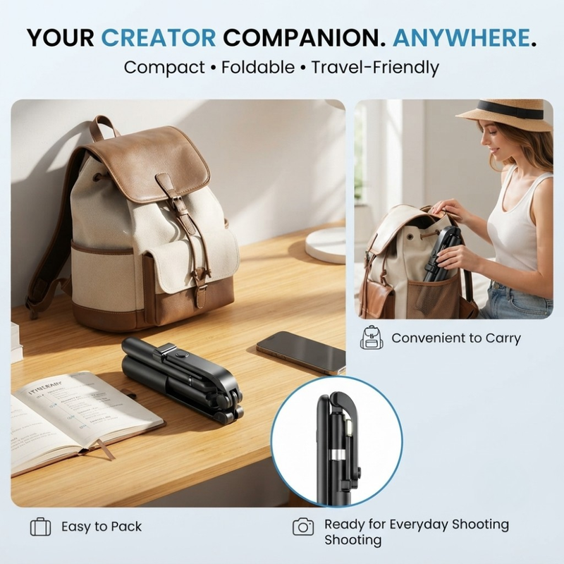 Maizic Smarthome CreatorPod  10 170cm Selfie Stick Tripod with Light, 360° Rotating Phone Holder, Detachable Bluetooth Remote, Extendable Stand for iPhone & Android, Vlogging, Reels, Photos & Travel